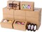 65 PCS Brown Bakery Boxes with Window 6.29 x 3.54 x 2.95 Inch Kraft Pastry Cookie Cupcake Cake Dessert Treat Gift Boxes with Ribbon for Parties Business and Takeout